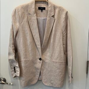 Talbots Light Beige Linen Single-Button Blazer